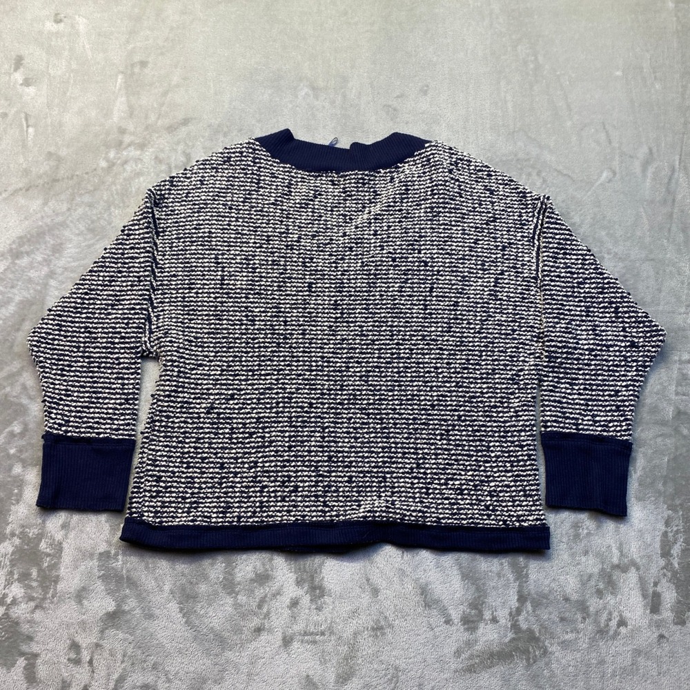 Vince Camuto Mens Navy White Textured V-Neck Knit Sweater Large Grunge Retro - Picture 7 of 8